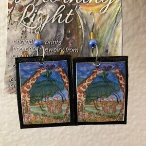 Handmade Paper Earrings Giraffe Couple